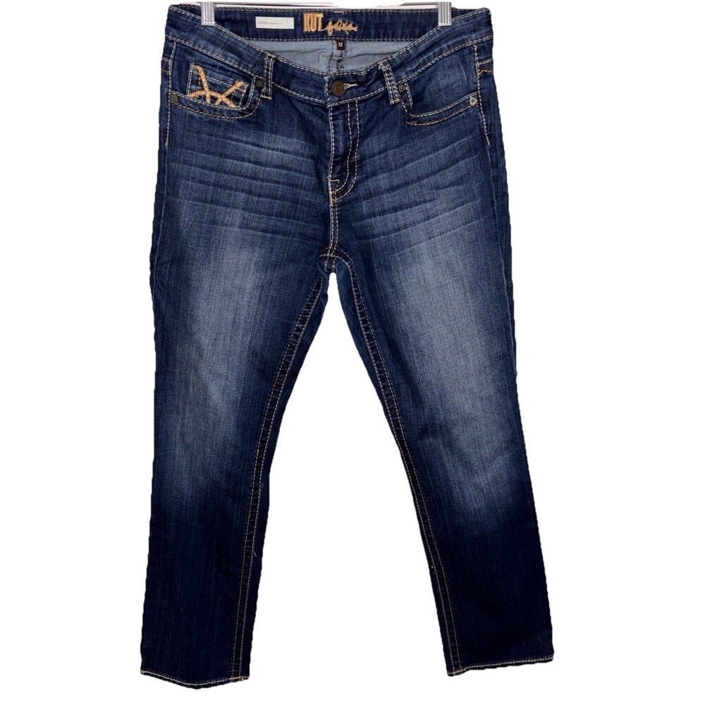 Kut From the Kloth embroidered thick stitch Stevie Straight Leg Jeans Women’s 12